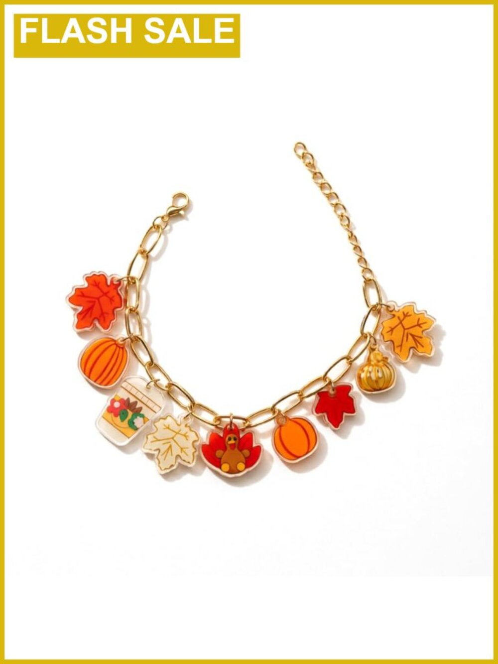 Thanksgiving Charm Bracelet Acrylic Charms Link Chain Fall Jewelry